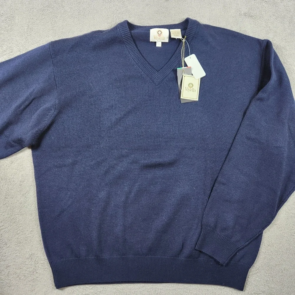Viyella V-Neck Sweater Mens size XL Merino Wool Zegna Baruffa Italian Yarn